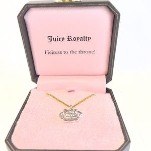 Juicy Couture Crown Pendant Necklace Gold-Tone & Silver-Tone w/Rhinestones w/Box